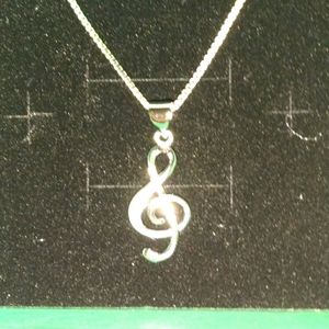 925 Sterling silver music note necklace